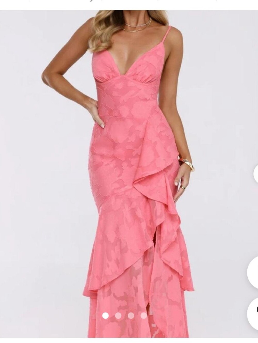 Hello Molly Coral Pink Ruffle Maxi Dress Molly Size 6